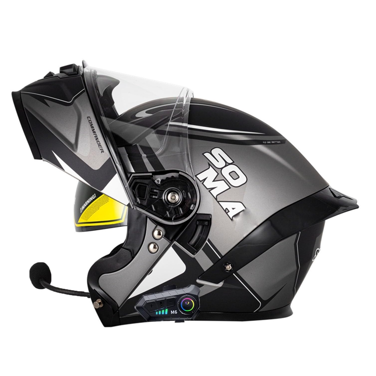 Motorradhelm mit Bluetooth Klapphelm Doppelvisier Modularer Helm ECEDOT Zertifiziert Integralhelm mit Mikrofon für Automatische Reaktion Intercom Sturzhelm für Erwachsene Damen Herren 18,2XL=63~64cm von Hejunlian