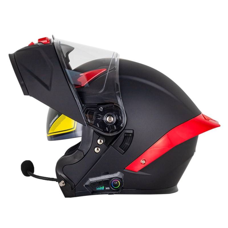 Motorradhelm mit Bluetooth Klapphelm Doppelvisier Modularer Helm ECEDOT Zertifiziert Integralhelm mit Mikrofon für Automatische Reaktion Intercom Sturzhelm für Erwachsene Damen Herren 3,2XL=63~64cm von Hejunlian