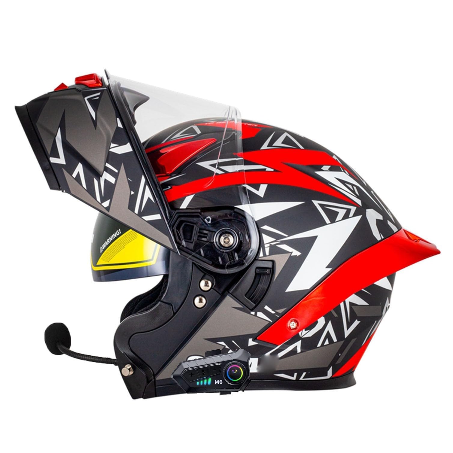 Motorradhelm mit Bluetooth Klapphelm Doppelvisier Modularer Helm ECEDOT Zertifiziert Integralhelm mit Mikrofon für Automatische Reaktion Intercom Sturzhelm für Erwachsene Damen Herren 8,2XL=63~64cm von Hejunlian