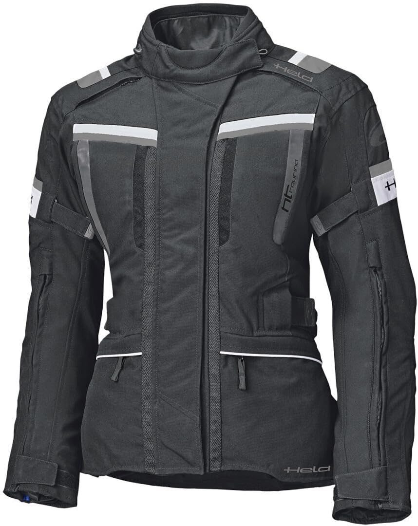 Held Tourino Top wasserdichte Damen Motorrad Textiljacke, schwarz/grau, 3XL von Held