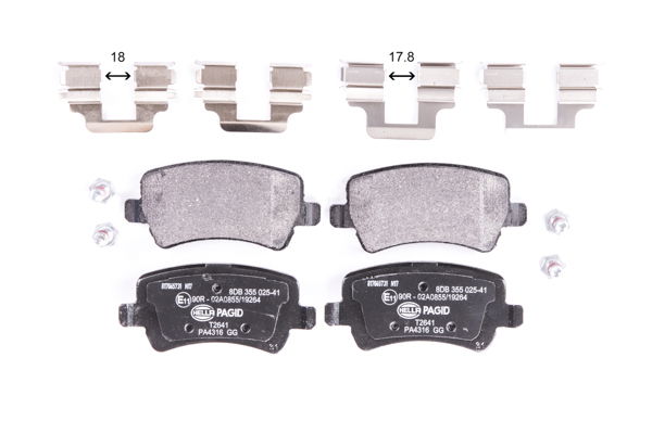 Bremsbelagsatz, Scheibenbremse Hinterachse Hella Pagid 8DB 355 025-411 von Hella Pagid