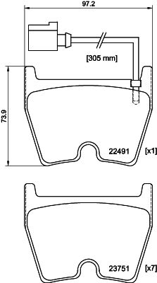 Bremsbelagsatz, Scheibenbremse Vorderachse Hella Pagid 8DB 355 025-171 von Hella Pagid