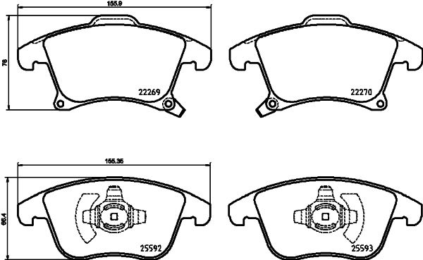 Bremsbelagsatz, Scheibenbremse Vorderachse Hella Pagid 8DB 355 025-201 von Hella Pagid