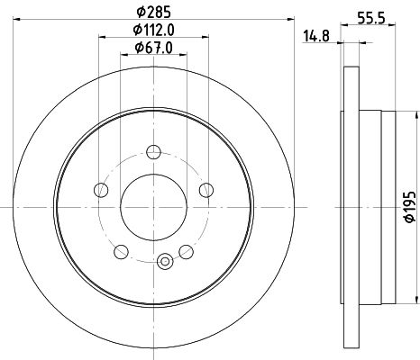 Bremsscheibe Hinterachse Hella Pagid 8DD 355 105-851 von Hella Pagid