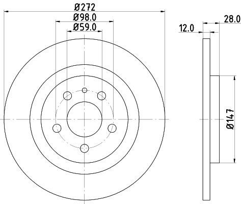 Bremsscheibe Hinterachse Hella Pagid 8DD 355 109-151 von Hella Pagid