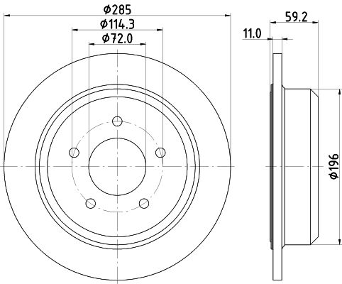 Bremsscheibe Hinterachse Hella Pagid 8DD 355 114-801 von Hella Pagid