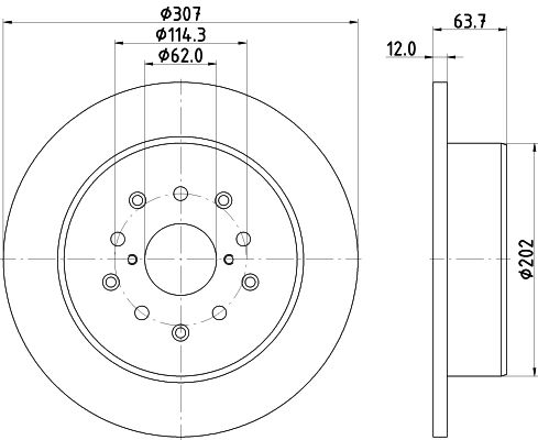 Bremsscheibe Hinterachse Hella Pagid 8DD 355 114-931 von Hella Pagid