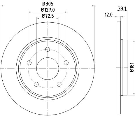 Bremsscheibe Hinterachse Hella Pagid 8DD 355 115-801 von Hella Pagid