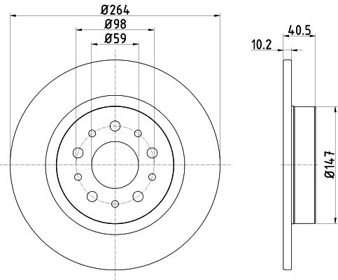 Bremsscheibe Hinterachse Hella Pagid 8DD 355 120-931 von Hella Pagid