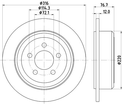 Bremsscheibe Hinterachse Hella Pagid 8DD 355 122-221 von Hella Pagid