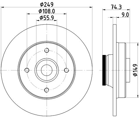 Bremsscheibe Hinterachse Hella Pagid 8DD 355 123-301 von Hella Pagid