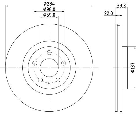 Bremsscheibe Vorderachse Hella Pagid 8DD 355 105-491 von Hella Pagid