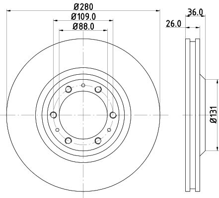 Bremsscheibe Vorderachse Hella Pagid 8DD 355 106-001 von Hella Pagid