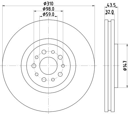 Bremsscheibe Vorderachse Hella Pagid 8DD 355 109-131 von Hella Pagid