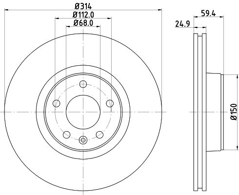 Bremsscheibe Vorderachse Hella Pagid 8DD 355 111-121 von Hella Pagid