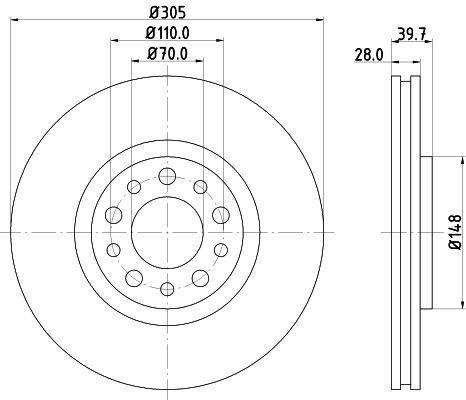 Bremsscheibe Vorderachse Hella Pagid 8DD 355 112-511 von Hella Pagid