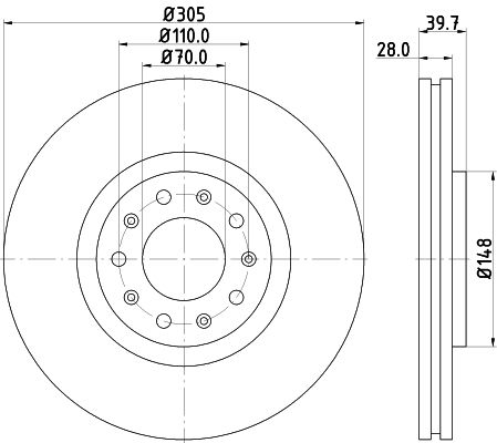 Bremsscheibe Vorderachse Hella Pagid 8DD 355 116-631 von Hella Pagid