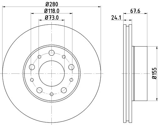 Bremsscheibe Vorderachse Hella Pagid 8DD 355 122-701 von Hella Pagid