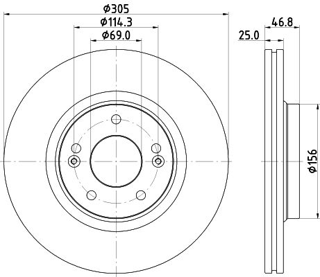 Bremsscheibe Vorderachse Hella Pagid 8DD 355 126-541 von Hella Pagid