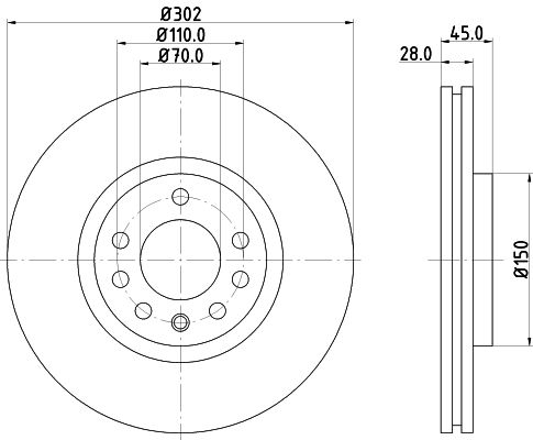 Bremsscheibe Vorderachse Hella Pagid 8DD 355 127-831 von Hella Pagid