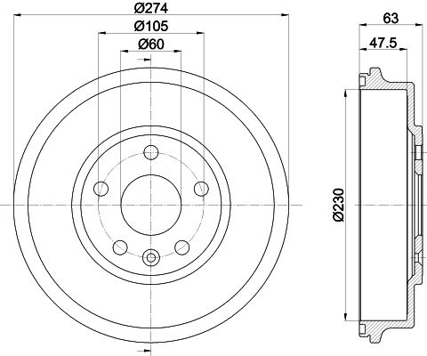 Bremstrommel Hinterachse Hella Pagid 8DT 355 302-601 von Hella Pagid