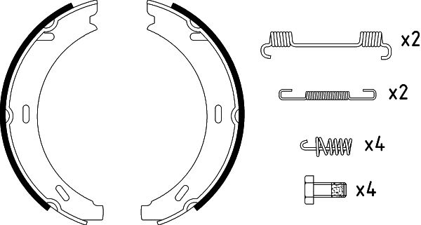 Bremsbackensatz, Feststellbremse Hinterachse Hella 8DA 355 050-301 von Hella