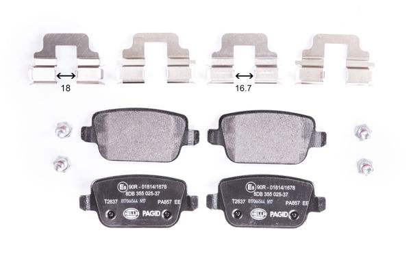 Bremsbelagsatz, Scheibenbremse Hinterachse Hella 8DB 355 025-371 von Hella