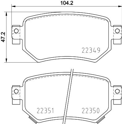 Bremsbelagsatz, Scheibenbremse Hinterachse Hella 8DB 355 025-561 von Hella