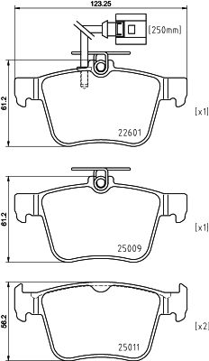 Bremsbelagsatz, Scheibenbremse Hinterachse Hella 8DB 355 025-661 von Hella