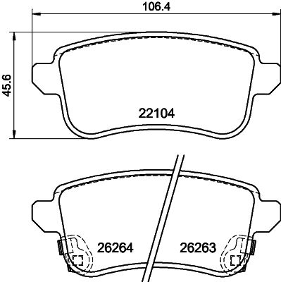 Bremsbelagsatz, Scheibenbremse Hinterachse Hella 8DB 355 040-811 von Hella