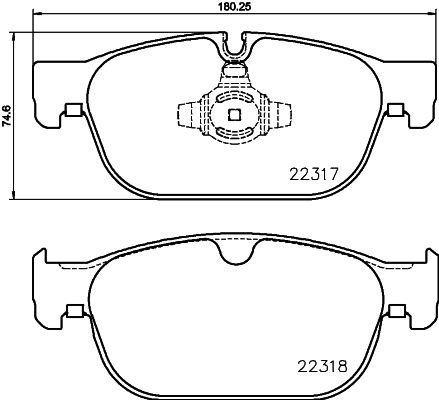 Bremsbelagsatz, Scheibenbremse Vorderachse Hella 8DB 355 024-801 von Hella