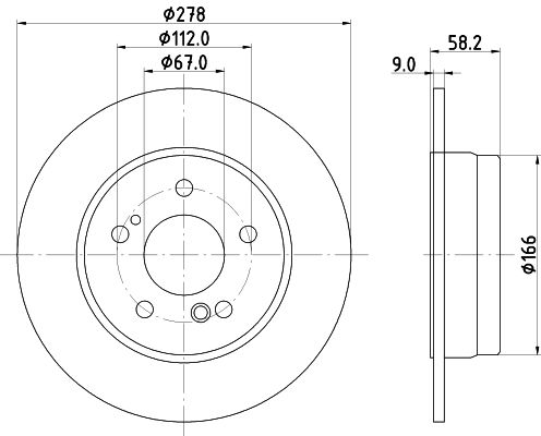 Bremsscheibe Hinterachse Hella 8DD 355 102-861 von Hella