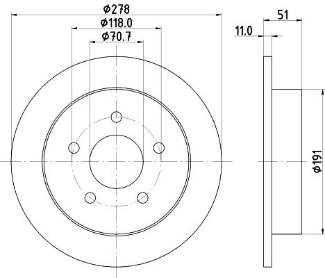 Bremsscheibe Hinterachse Hella 8DD 355 106-961 von Hella