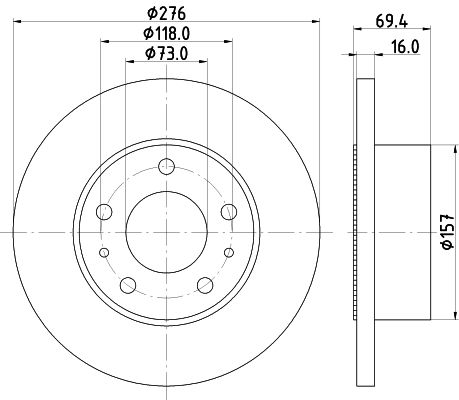 Bremsscheibe Hinterachse Hella 8DD 355 107-421 von Hella