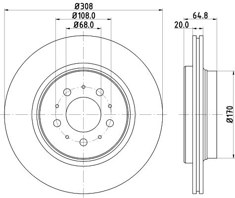 Bremsscheibe Hinterachse Hella 8DD 355 110-611 von Hella