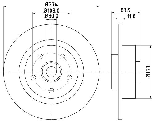 Bremsscheibe Hinterachse Hella 8DD 355 112-361 von Hella