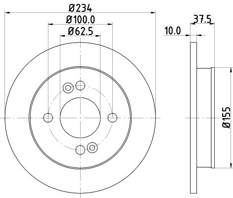 Bremsscheibe Hinterachse Hella 8DD 355 112-801 von Hella