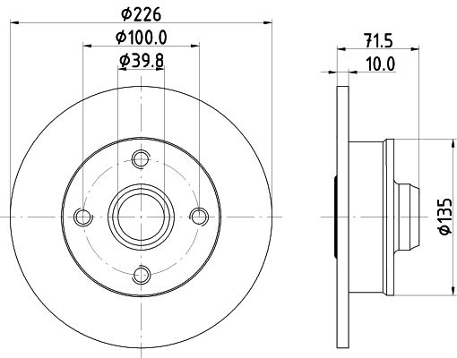 Bremsscheibe Hinterachse Hella 8DD 355 113-461 von Hella