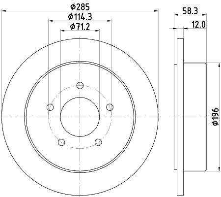 Bremsscheibe Hinterachse Hella 8DD 355 114-771 von Hella