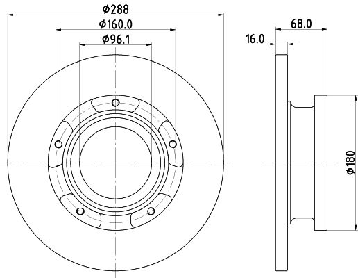 Bremsscheibe Hinterachse Hella 8DD 355 120-181 von Hella