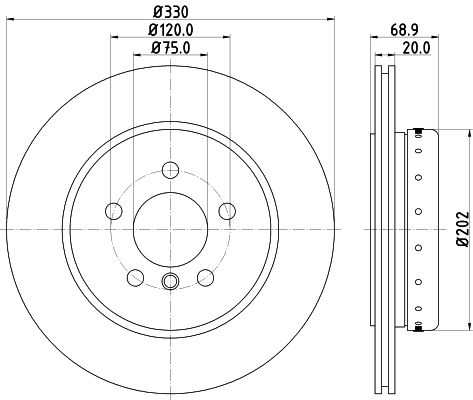 Bremsscheibe Hinterachse Hella 8DD 355 120-671 von Hella