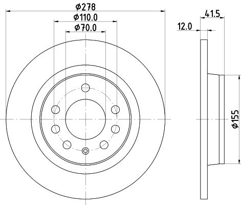 Bremsscheibe Hinterachse Hella 8DD 355 122-201 von Hella