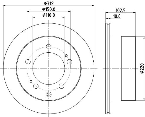 Bremsscheibe Hinterachse Hella 8DD 355 122-401 von Hella