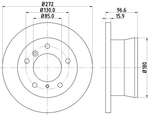 Bremsscheibe Hinterachse Hella 8DD 355 128-411 von Hella