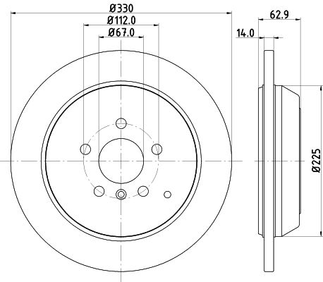 Bremsscheibe Hinterachse Hella 8DD 355 128-601 von Hella