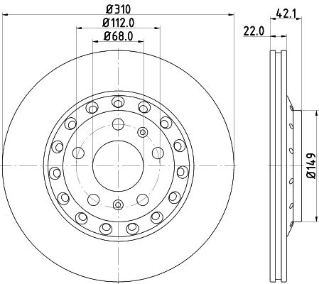 Bremsscheibe Hinterachse Hella 8DD 355 128-651 von Hella