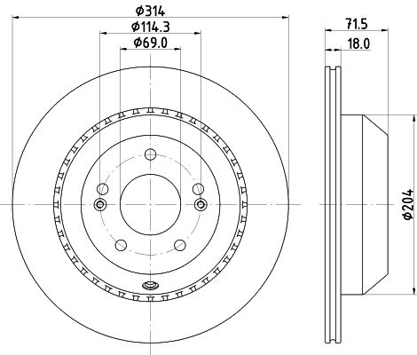 Bremsscheibe Hinterachse Hella 8DD 355 131-881 von Hella