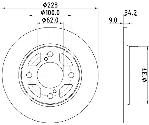 Bremsscheibe Hinterachse Hella 8DD 355 132-041 von Hella