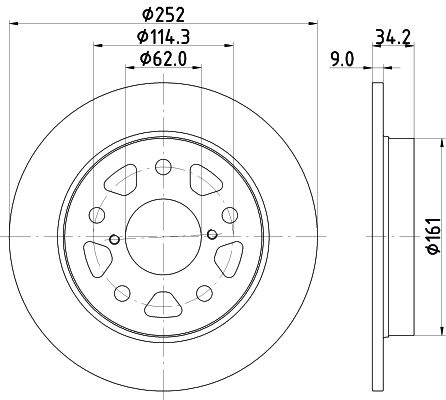 Bremsscheibe Hinterachse Hella 8DD 355 132-191 von Hella