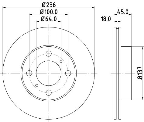 Bremsscheibe Vorderachse Hella 8DD 355 105-771 von Hella